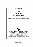 Page 1: FACULTY OF EDUCATION University of Kashmir · viii) Sargent Report (1944) Unit III Education in Post-independence Era: Detailed study of the following landmark documents: i) Bhagwan